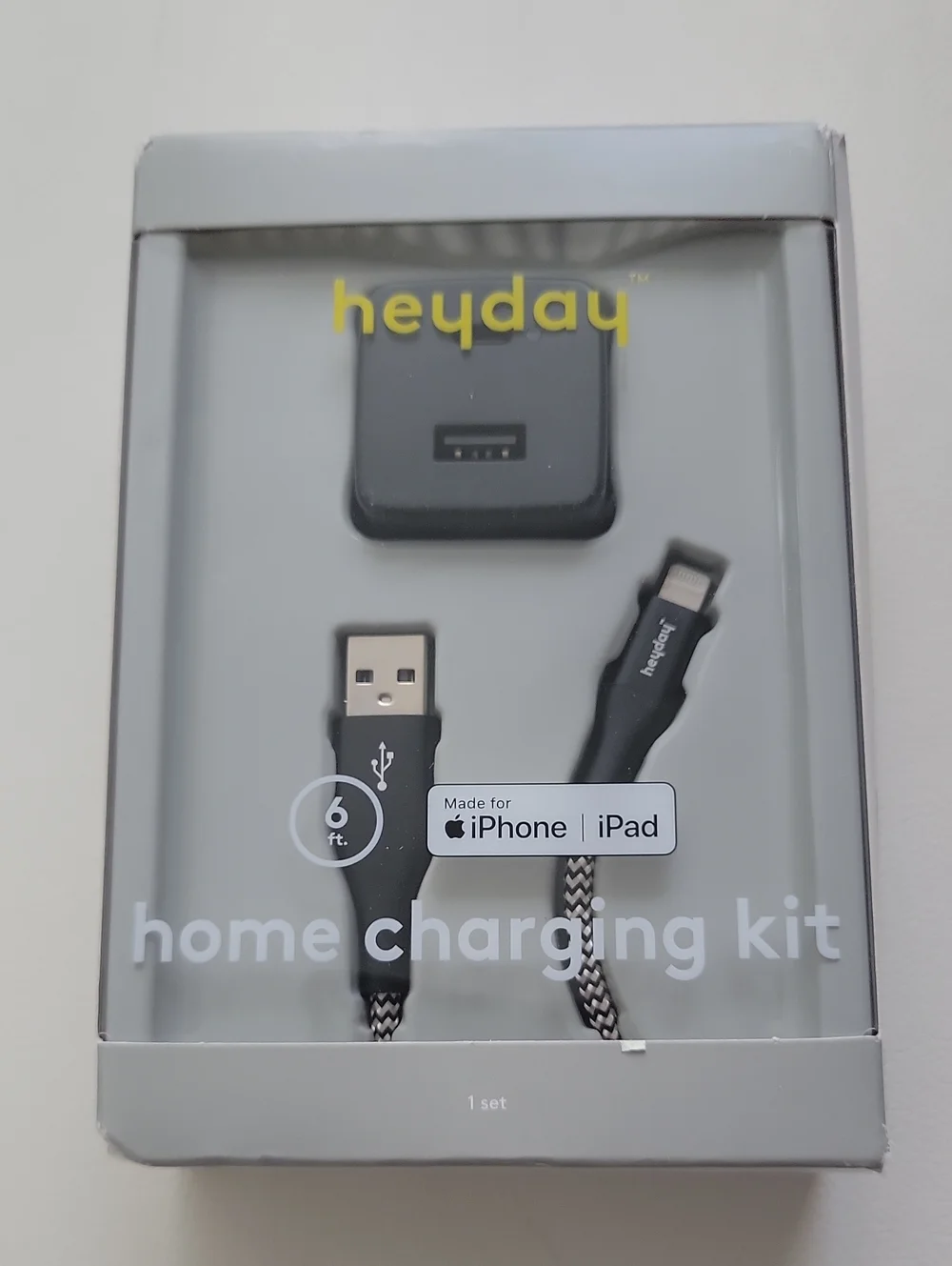 Heyday 20W Braided Home Charging Kit with 6ft Lightning Cable